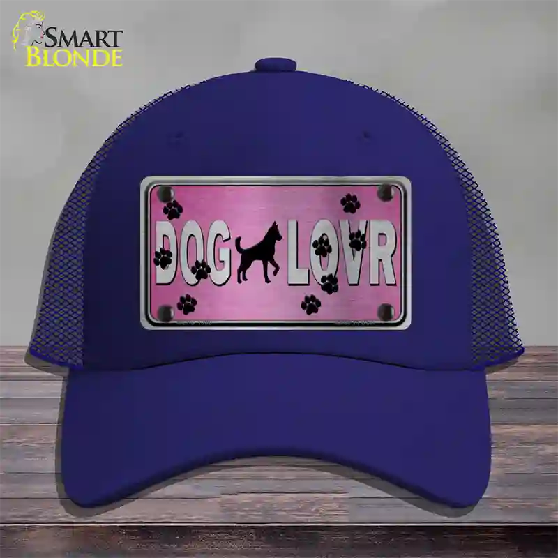 Dog Lover Pink Brushed Chrome Novelty License Plate Hat Tag Mesh / Royal Blue