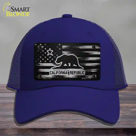 California Carbon Fiber Novelty License Plate Hat Mesh / Royal Blue