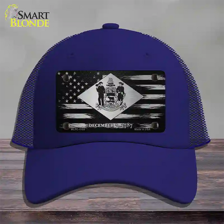 Delaware Carbon Fiber Novelty License Plate Hat Mesh / Royal Blue