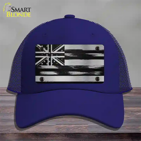 Hawaii Carbon Fiber Novelty License Plate Hat Mesh / Royal Blue