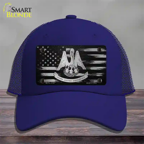 Louisiana Carbon Fiber Novelty License Plate Hat Mesh / Royal Blue