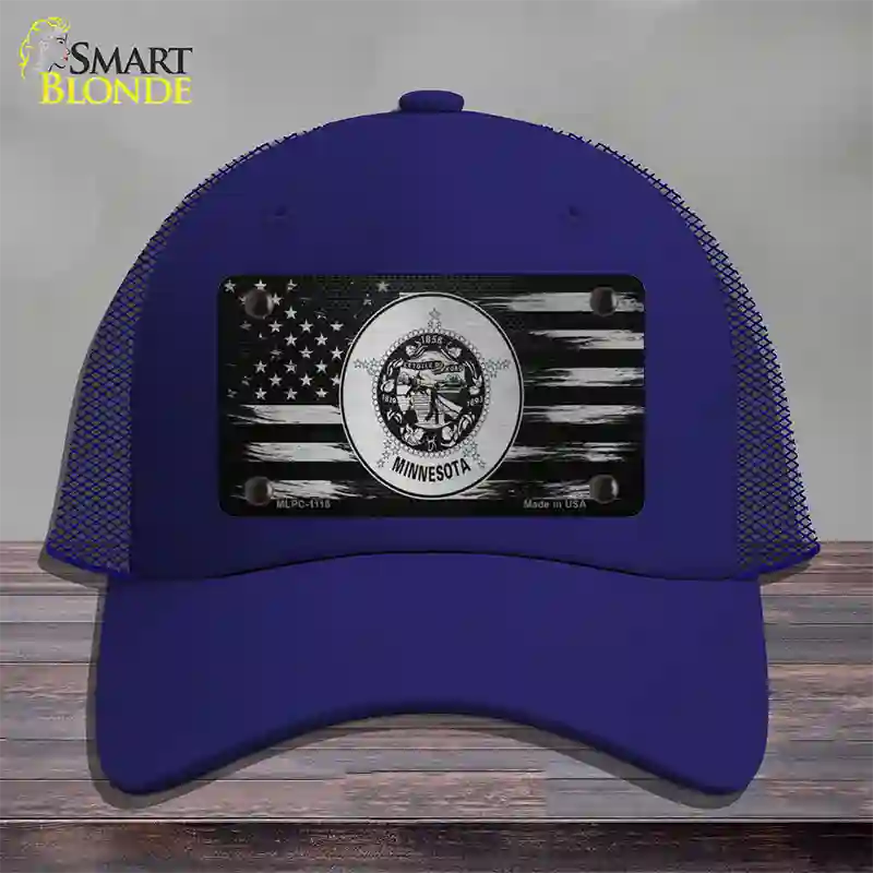 Minnesota Carbon Fiber Novelty License Plate Hat Mesh / Royal Blue