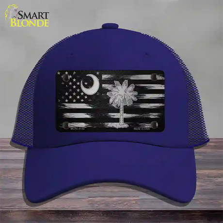 South Carolina Carbon Fiber Novelty License Plate Hat Mesh / Royal Blue