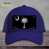 Palmetto Flag Brushed Chrome Novelty License Plate Hat Mesh / Royal Blue