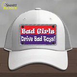 Bad Girls Drive Bad Toys Novelty License Plate Hat Mesh / White