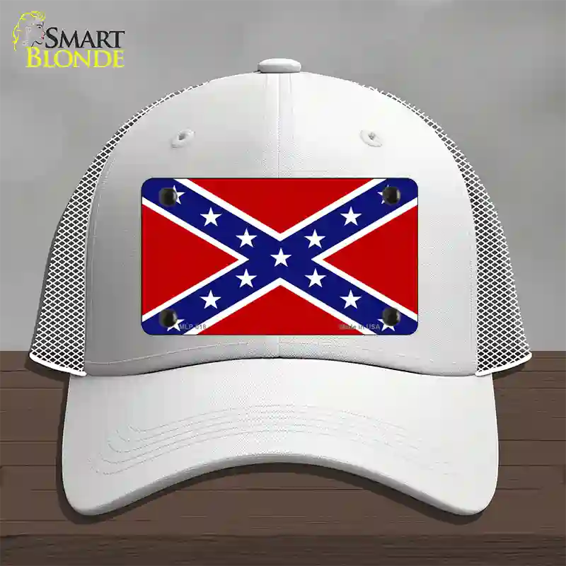 Confederate Flag Novelty License Plate Hat Mesh / White