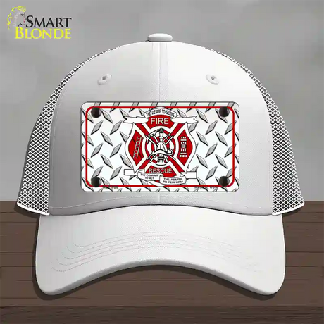 Fire Fighter Rescue Novelty License Plate Hat Mesh / White