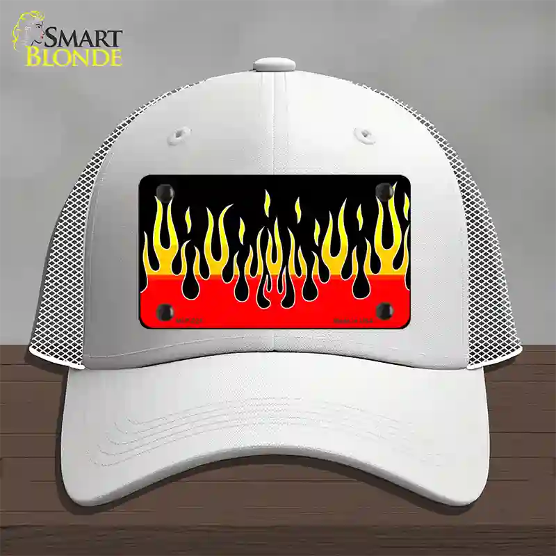 Flames Novelty License Plate Hat Mesh / White