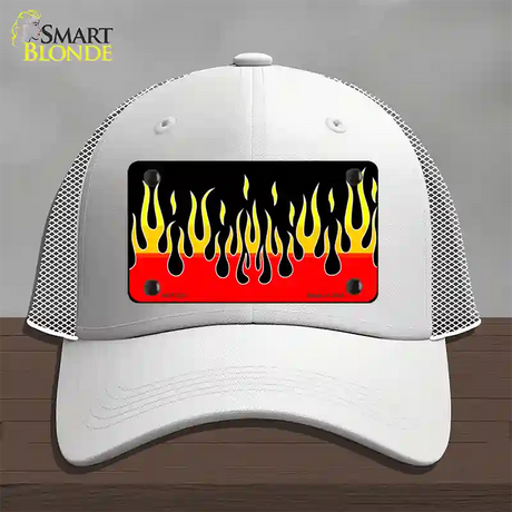 Flames Novelty License Plate Hat Mesh / White