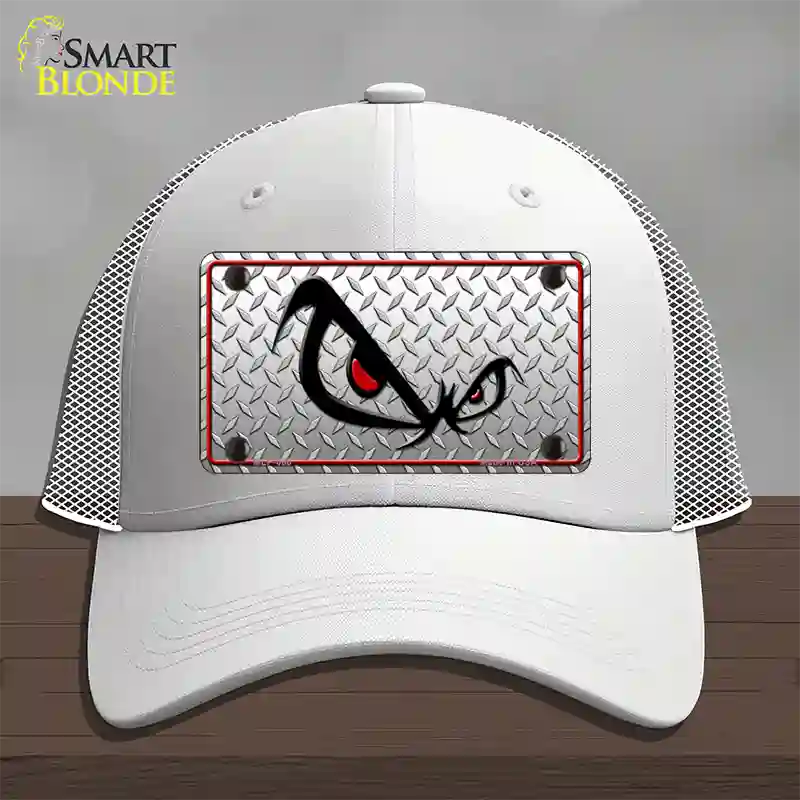 No Fear Eyes Diamond Novelty License Plate Hat Mesh / White