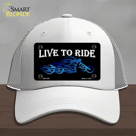 Live To Ride Novelty License Plate Hat Mesh / White