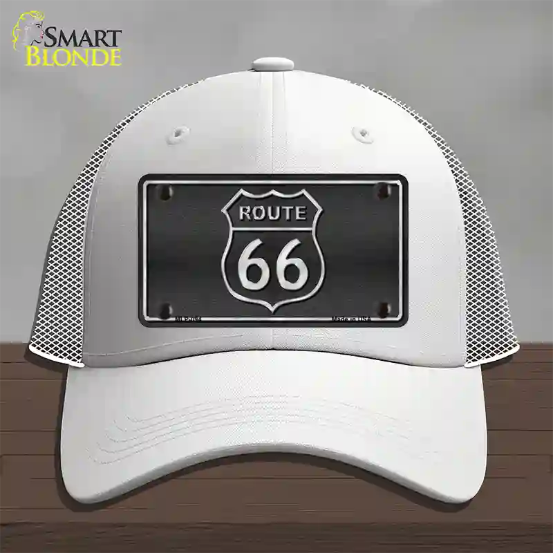 Route 66 Shield Black Novelty License Plate Hat Mesh / White