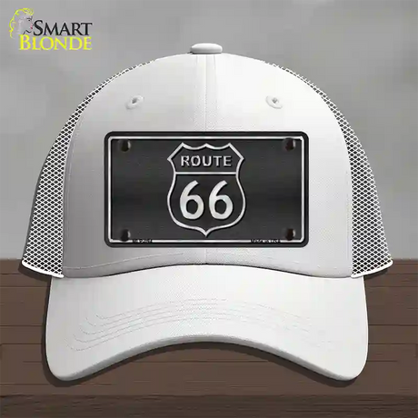 Route 66 Shield Black Novelty License Plate Hat Mesh / White