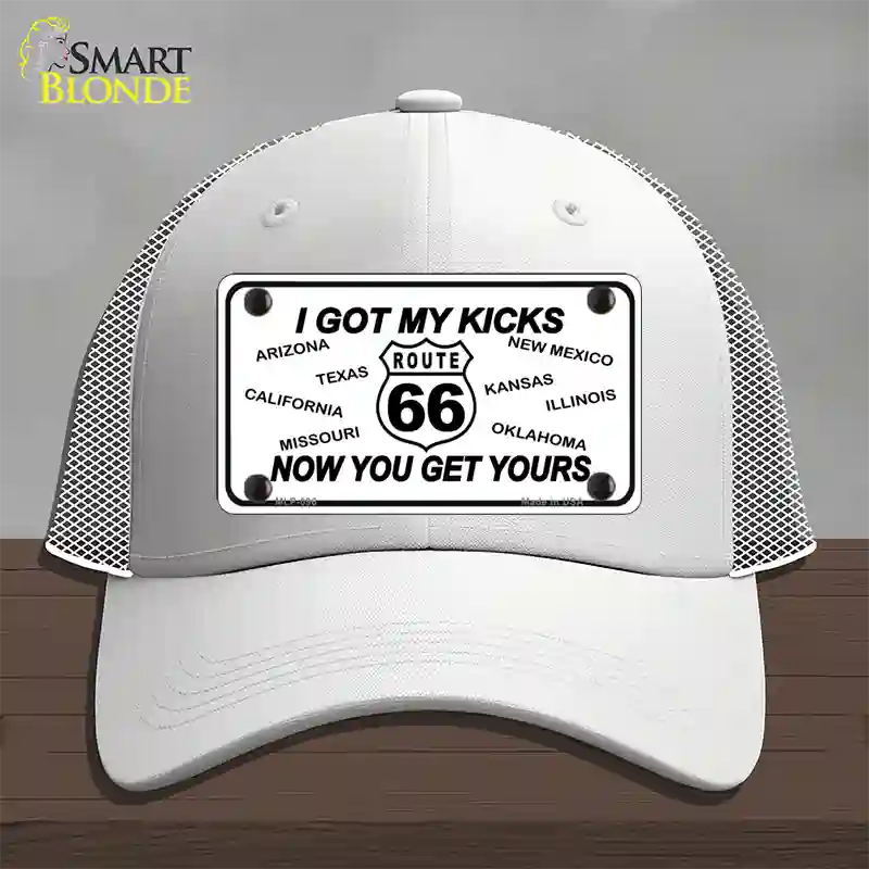 I Got My Kicks Novelty License Plate Hat Mesh / White