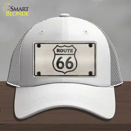 Route 66 Shield White Novelty License Plate Hat Mesh / White