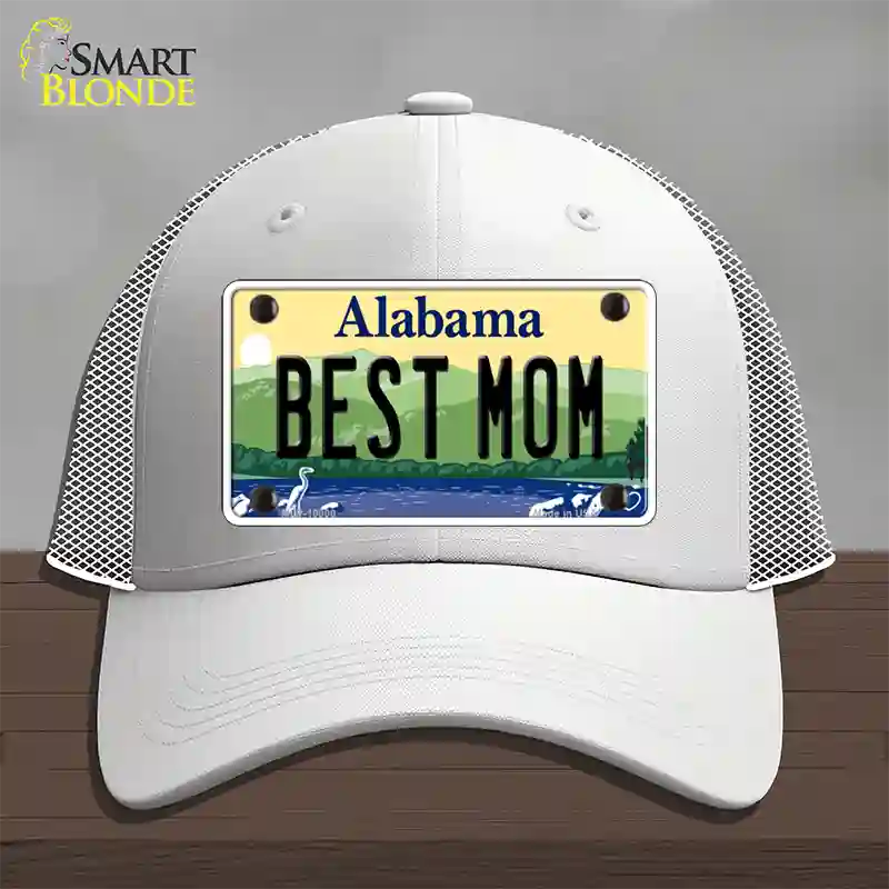 Best Mom Alabama Novelty License Plate Hat Mesh / White