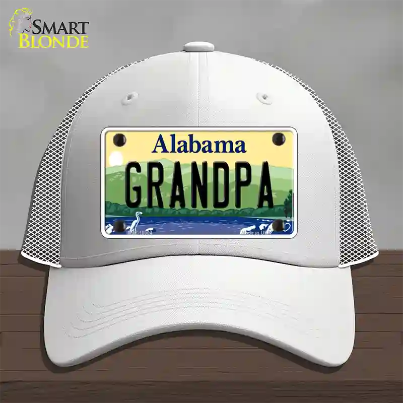 Grandpa Alabama Novelty License Plate Hat Mesh / White