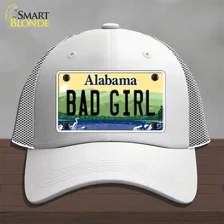 Bad Girl Alabama Novelty License Plate Hat Mesh / White