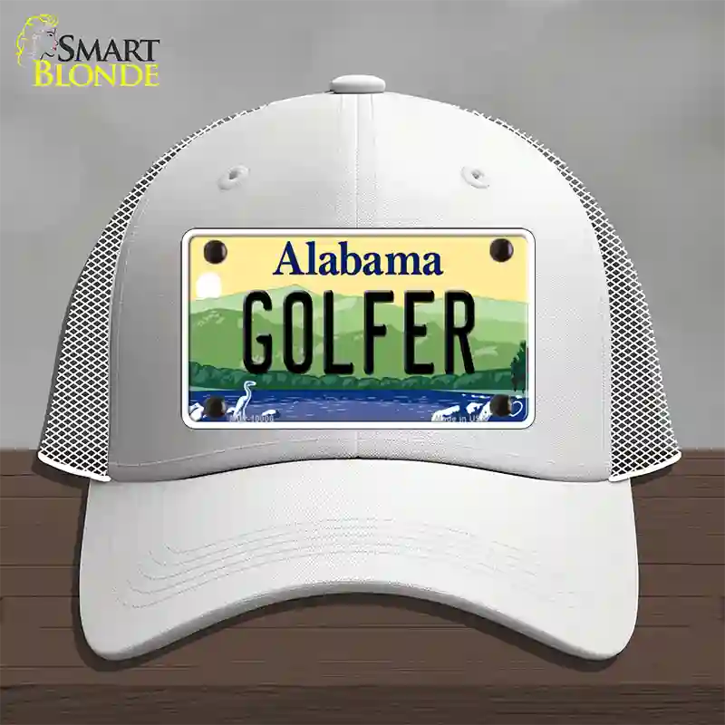 Golfer Alabama Novelty License Plate Hat Mesh / White