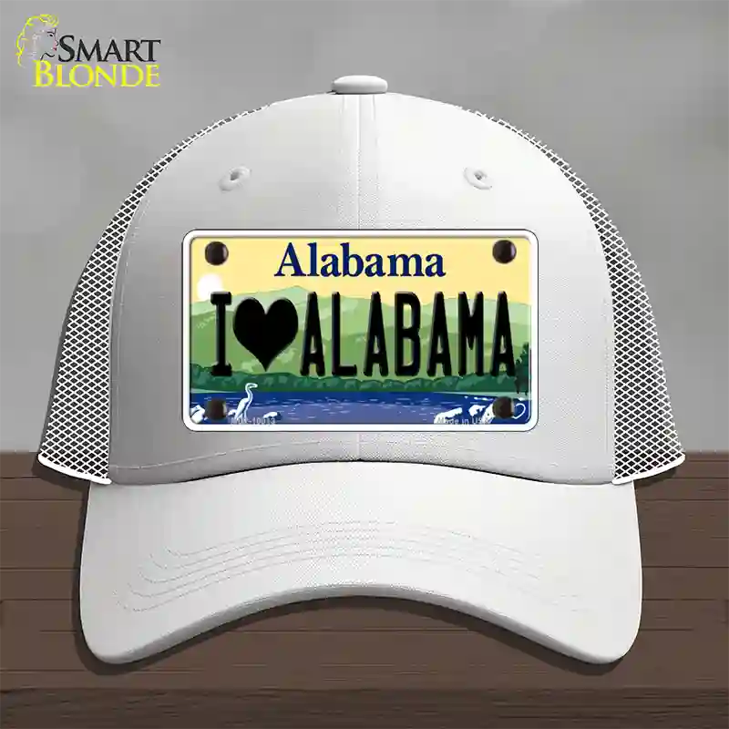 I Love Alabama Novelty License Plate Hat Mesh / White