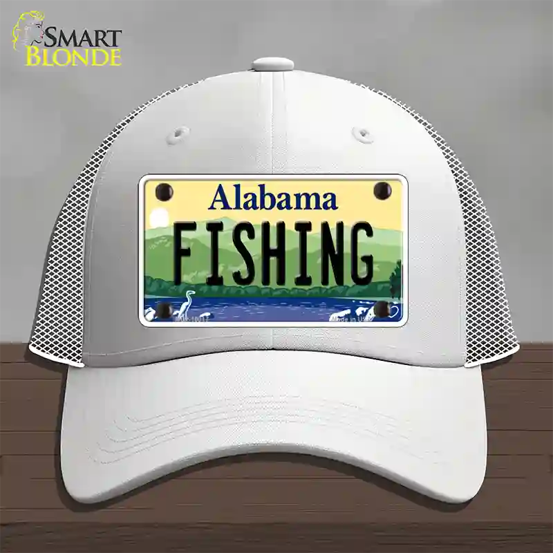 Fishing Alabama Novelty License Plate Hat Mesh / White