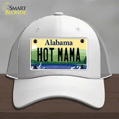 Hot Mama Alabama Novelty License Plate Hat Mesh / White