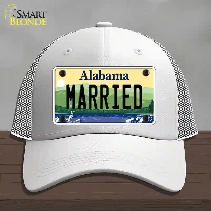 Married Alabama Novelty License Plate Hat Mesh / White