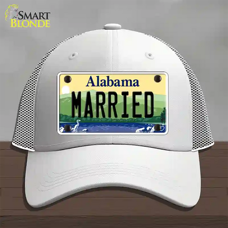 Married Alabama Novelty License Plate Hat Mesh / White