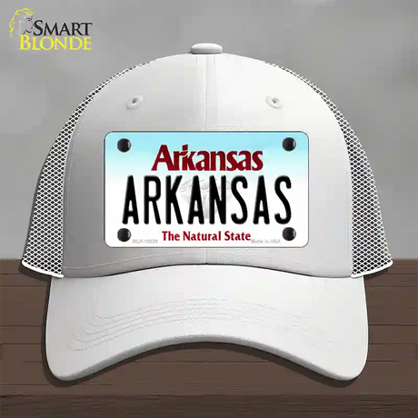 Arkansas Diamond Novelty License Plate Hat Mesh / White