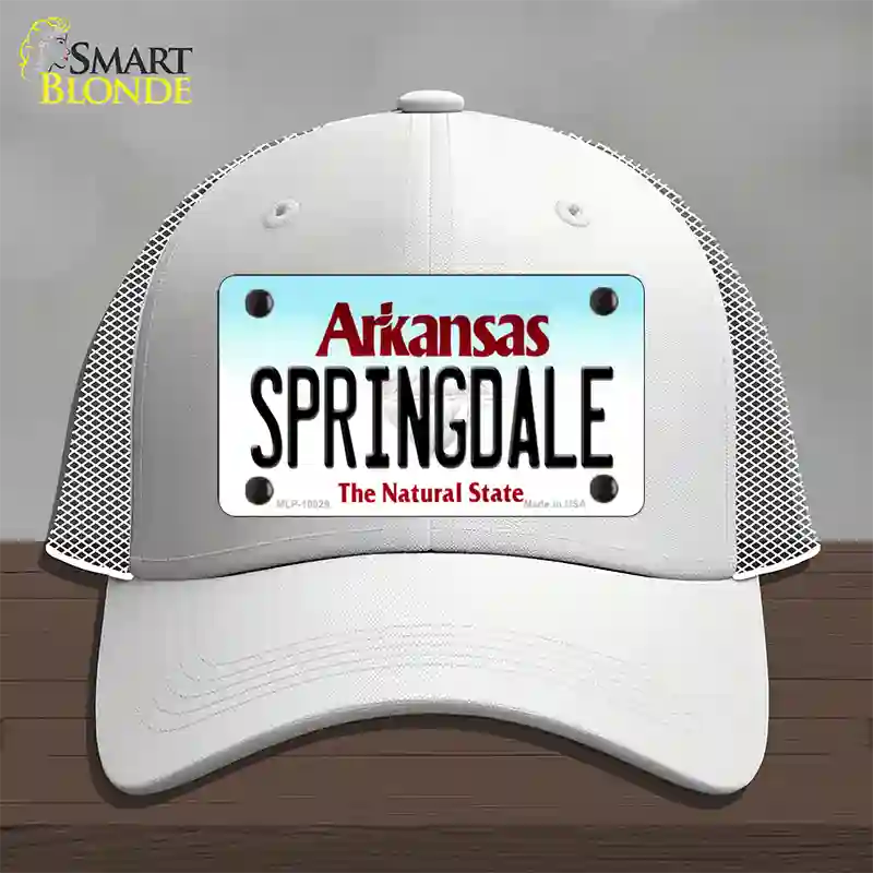 Springdale Arkansas Novelty License Plate Hat Mesh / White