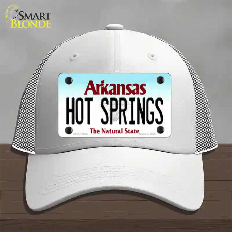 Hot Springs Arkansas Novelty License Plate Hat Mesh / White