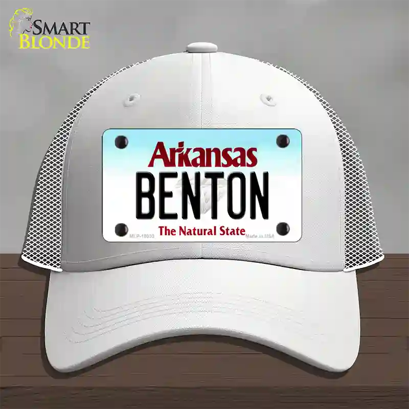 Benton Arkansas Novelty License Plate Hat Mesh / White