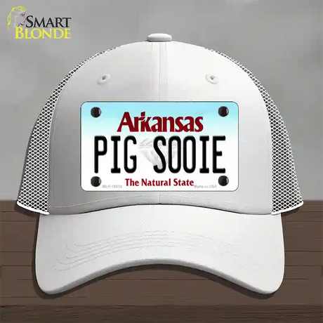 Pig Sooie Arkansas Novelty License Plate Hat Mesh / White