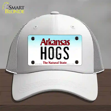 Hogs Arkansas Novelty License Plate Hat Mesh / White