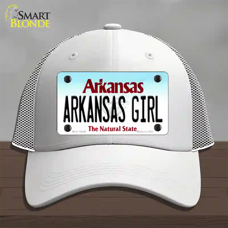 Arkansas Girl Arkansas Novelty License Plate Hat Mesh / White