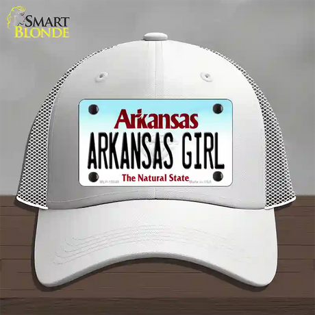 Arkansas Girl Arkansas Novelty License Plate Hat Mesh / White