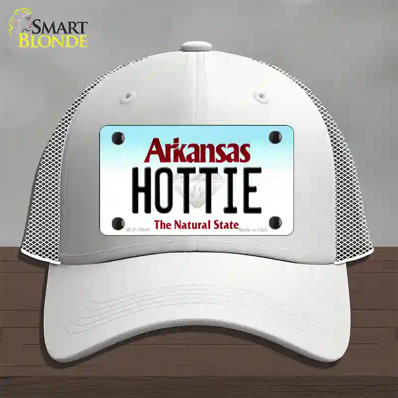 Hottie Arkansas Novelty License Plate Hat Mesh / White