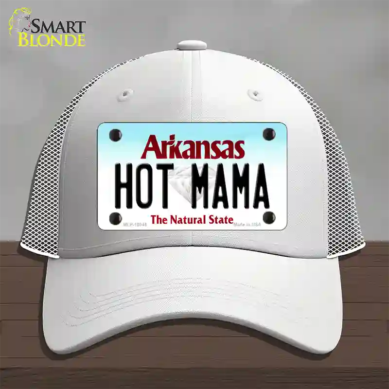 Hot Mama Arkansas Novelty License Plate Hat Mesh / White