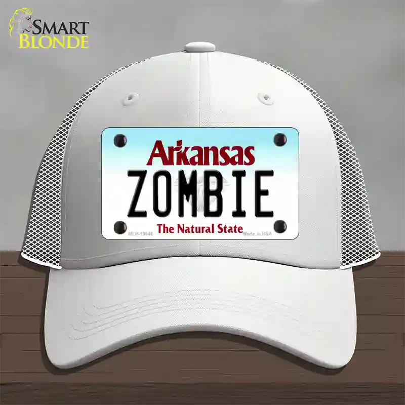 Zombie Arkansas Novelty License Plate Hat Mesh / White