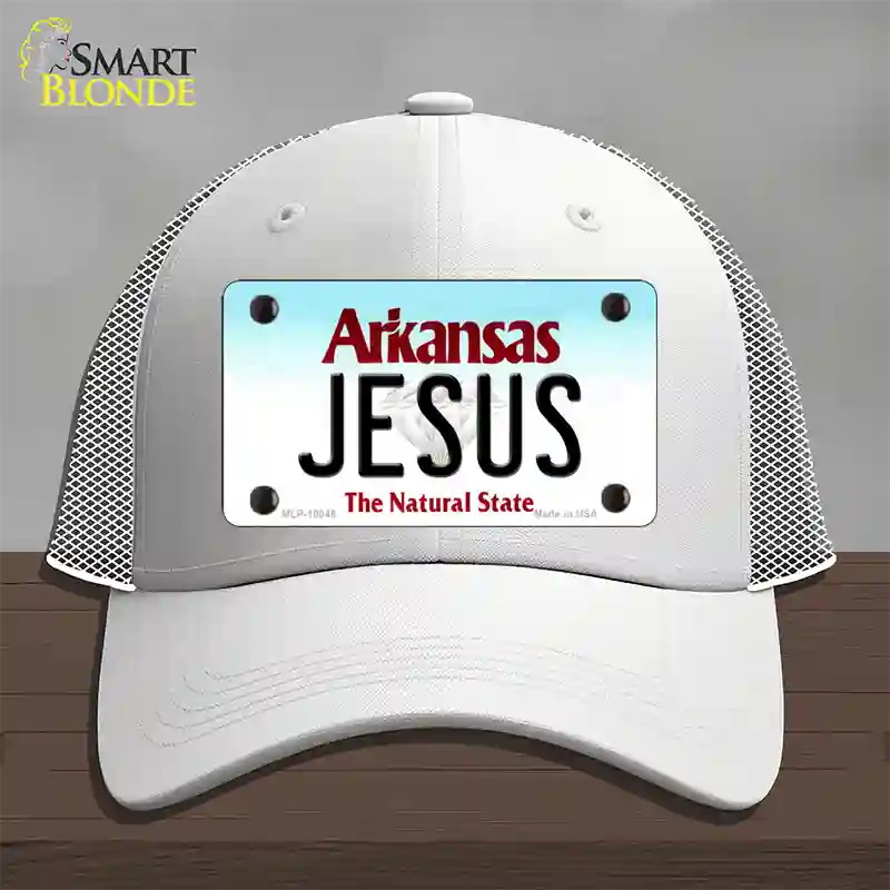 Jesus Arkansas Novelty License Plate Hat Mesh / White