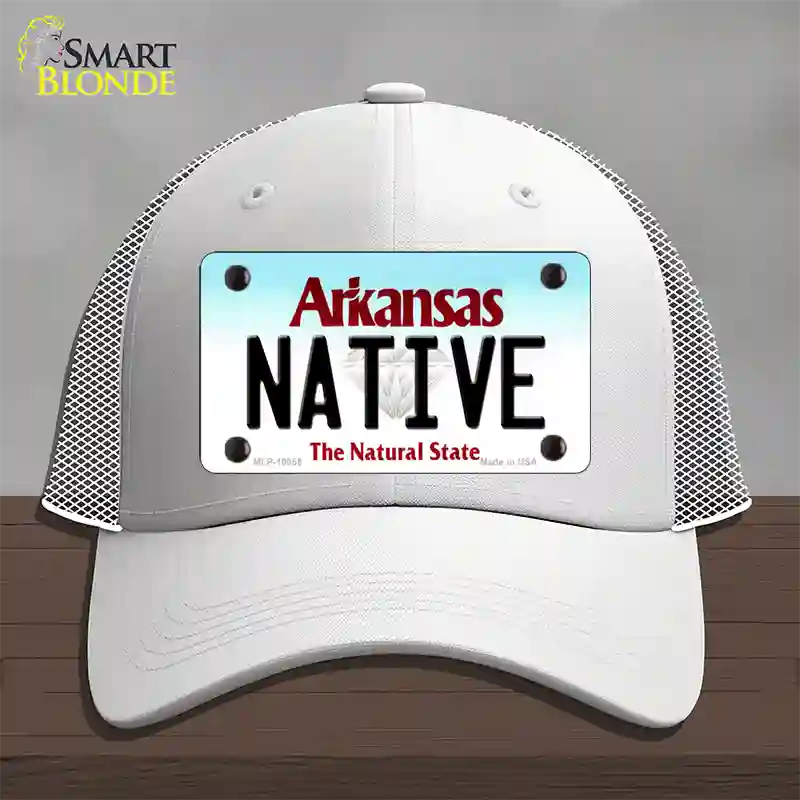 Native Arkansas Novelty License Plate Hat Mesh / White