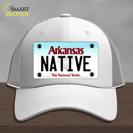 Native Arkansas Novelty License Plate Hat Mesh / White