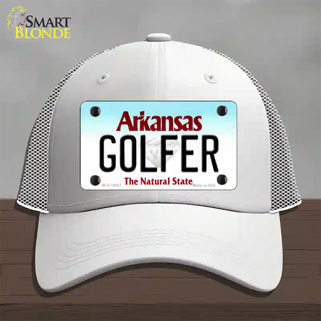 Golfer Arkansas Novelty License Plate Hat Mesh / White