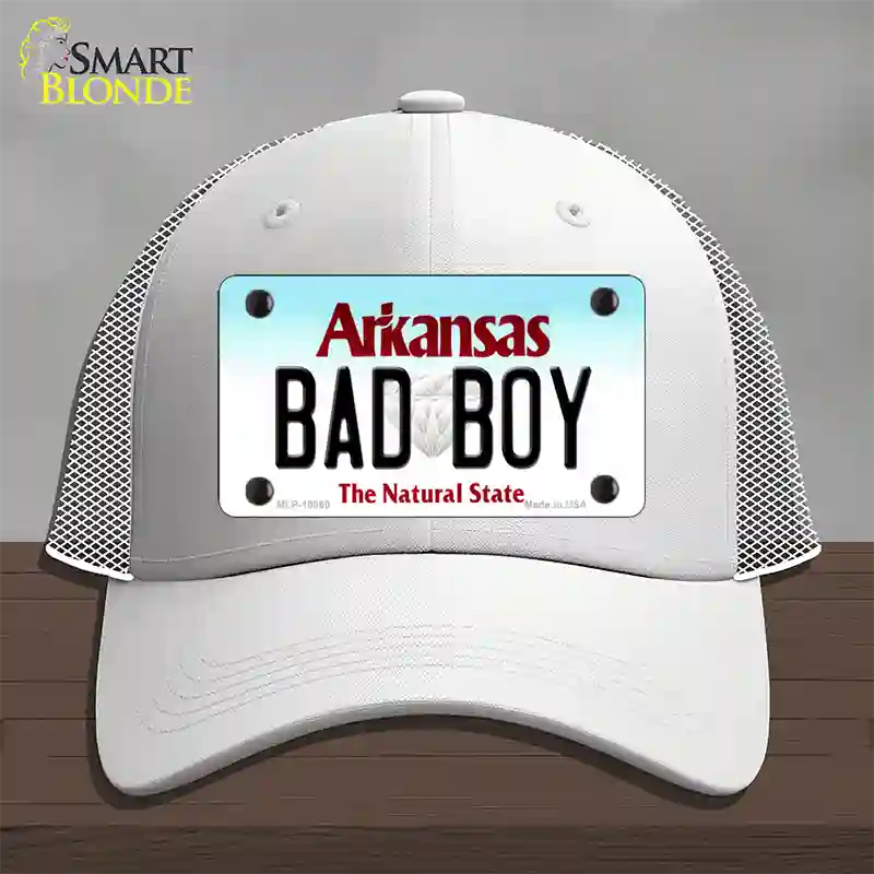 Bad Boy Arkansas Novelty License Plate Hat Mesh / White