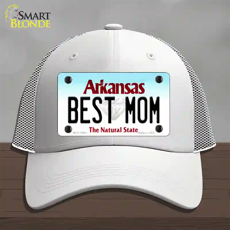 Best Mom Arkansas Novelty License Plate Hat Mesh / White