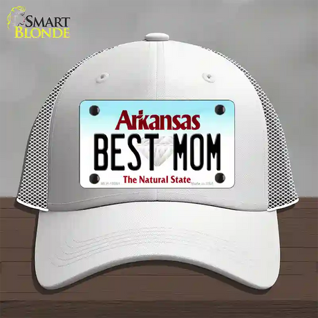 Best Mom Arkansas Novelty License Plate Hat Mesh / White