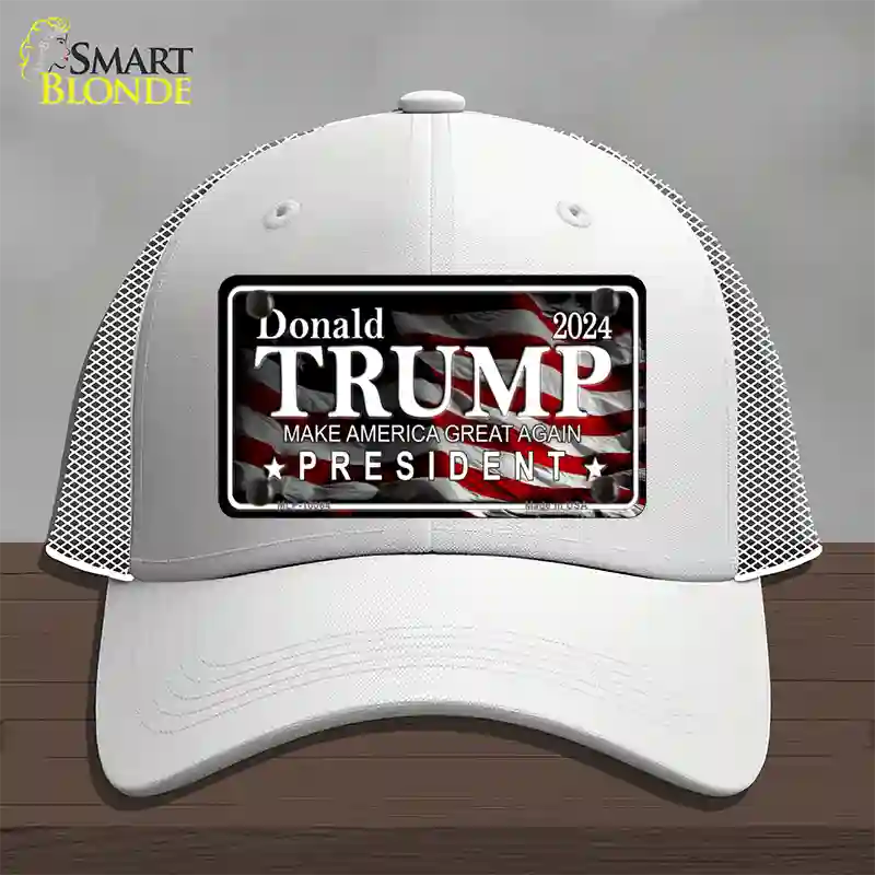 Trump 2024 Novelty License Plate Hat Mesh / White