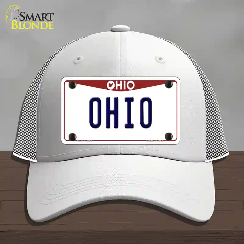 Ohio Maroon Novelty License Plate Hat Mesh / White