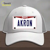 Akron Ohio Novelty License Plate Hat Mesh / White