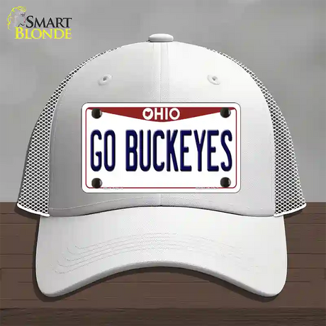 Go Buckeyes Ohio Novelty License Plate Hat Mesh / White